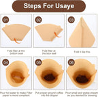400 Pcs Natural Coffee Filters, Unbleached Cone Filters #4 Cone Paper Coffee Filter 8-12 Cup, 4 Filter Fits for Pour Over and Drip Coffees Maker Chemical-Free Paper for Home, Travel, Office Use