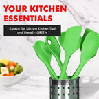 Chef Craft Premium Silicone Kitchen Tool and Utensil Set, 5 Piece, Green