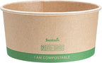 Restaurantware Paper Food Containers 50 Pack Of 44 oz Disposable Round Kraft Salad Bowls Sustainable Stackable Greaseproof Meal Prep Take Out Containers For Ice Creams, Soups, Snacks And Desserts