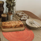 FunWheat Round Braided Placemats Set of 4 Place mats for Dining Tables Woven Heat Resistant Table Mats 15 inch for Fall(Orange,4pcs)