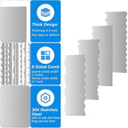 4 Pieces Stainless Steel Cake Scraper 10 Inch and Sided Patterned Edge Stripe Edge Smoother Scraper Cake Decorating Comb Cake Pastry Cutter for Mousse Butter Cream Cake Decoration