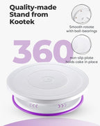 Kootek 71PCs Cake Decorating Kit, Baking Supplies Tools - Includes Cake Stand Turntable, 12 Icing Piping Tips Set, 2 Frosting Spatulas, 3 Scrapers, 50+2 Piping Bags, Coupler, Video Tutorial, Booklet