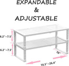 Metal Stackable Expandable Storage Shelf - Multi-Functional Home Storage Shelf, Suitable for Kitchen, Cabinet，Bathroom, Office, Garage, etc.（2PACKS/White/Large
