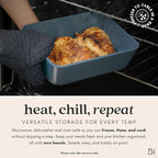 Ceramic Coated Glass Food Storage Container | No PTFE, PFOA, PFAS, and BPA | Reusable Non Toxic Meal Prep Container with Glass Lid | Easy To Store | 5 Cup Square [Dusk]
