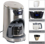 Kenmore Elite Drip Coffee Maker - 12-Cup Programmable Coffee Machine With Glass Pot, Pause and Pour, Auto Shut-Off, Large Water Reservoir, Reusable Filter, Dishwasher Safe Carafe, Percoladora de Café