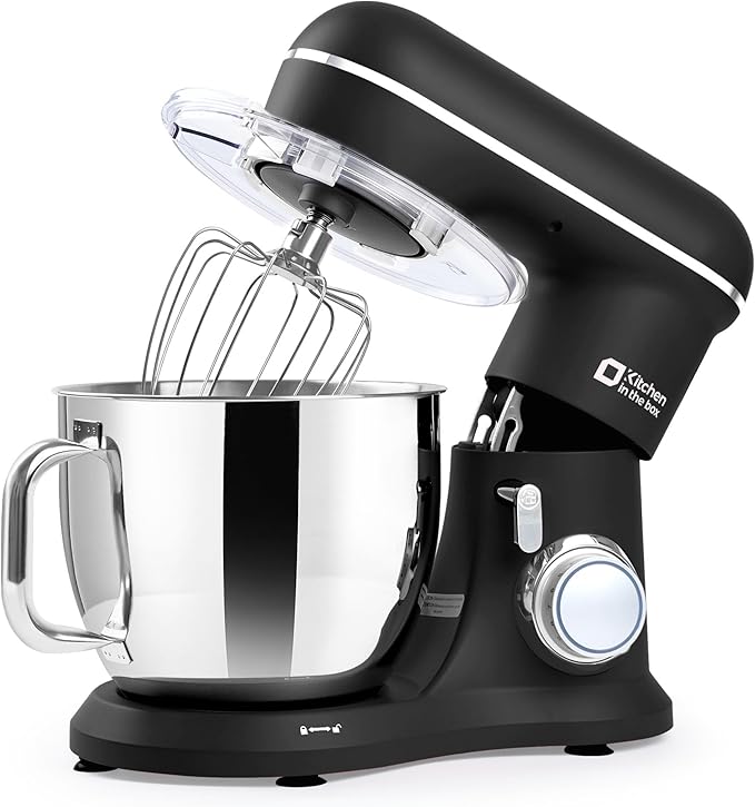 Kitchen in the box 7QT 900W 10-Speed Stand Mixer, Tilt-Head Kitchen Electric Mixer with Dough Hook, Whisk & Flat Beater(Onyx Black)