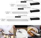 Frosting Spatula, Icing Spatula Set - 6", 8", 10" Stainless Steel Offset Cake Spatulas with Non-Slip Handle & 3 Cake Scrapers, Angled Baking & Frosting Decorating Tools