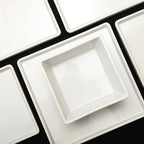 Stone Lain Grace Square Stoneware Dinnerware Set, 24 Piece Service For 8, White