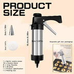 Cookie Press, Cookie Press Gun for Baking, Spritz Cookie Press, Stainless Steel Churros Maker Machine Kit, with 6 Brushes, 13 Cookie Discs, 8 Icing Nozzles, for Cookie Decorating