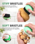 SXhyf Vegetable Brush Scrubber for Food [Black Stiff Bristles Brush + White Soft Bristles Brush] Potato Scrubber, Dishwasher Safe Veggie & Fruit Cleaning Brush for Mushrooms, Carrots, Lemons, Eggs