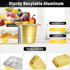 20 Pack 11"×8"×2" Gold Aluminum Foil Pans with Lids Heavy Duty, 5 LB Foil Food Containers with Lids, Disposable Tin Foil Pans for Baking, Meal Prep, Freezer, Heating and Takeout