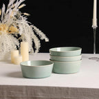 Stone Lain Claire 4-Piece Bowl Set Stoneware, Bowls, Dishwasher and Microwave Safe, Dish Set for 4, Green