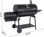 Royal Gourmet CC2036F Barrel Charcoal Grill with Offset Smoker, Outdoor BBQ Grill with 1200 Sq. In. Grilling Area for Large Event Gathering, Black