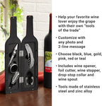 Let's Make Memories Personalized Photo 5-Piece Wine Tool Set - Wine Bottle Opener - Blue