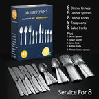 45-Piece Flatware Sets, Silverware Set for 8, Durable Stainless Steel Tableware in Ergonomic Design Size and Weight, Kitchen Utensils Set with Steak Knives, Rust-proof, Dishwasher Safe
