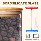 34oz Glass Food Storage Jars, Glass Jars with Bamboo Lids, Kitchen Storage Jars, Set of 8, Canisters with Airtight Lids for Spice, Coffee, Cookie, Pantry Organizers
