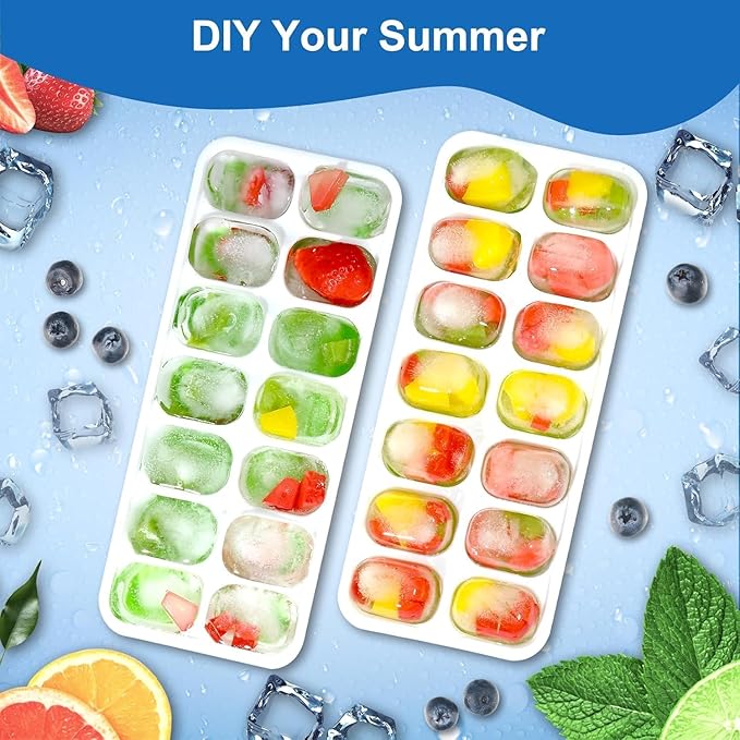Ice Cube Tray with Lid 5 Pack, 60 Cubes Silicone Ice Cube Trays for Freezer, BPA-Free Easy Release Ice Molds, Stackable Dishwasher Safe Ice Cube Trays for Cocktails, Coffee & Drinks