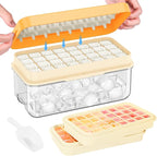 PHINOX Ice Cube Tray with Lid and Bin, Ice Trays for Freezer, Flexible Ice Cube Trays, Making 64 pcs Ice Cubes, Chilling Cocktail, Whiskey, Coffee, with 2 trays, Ice Container, Scoop&Cover, BPA Free