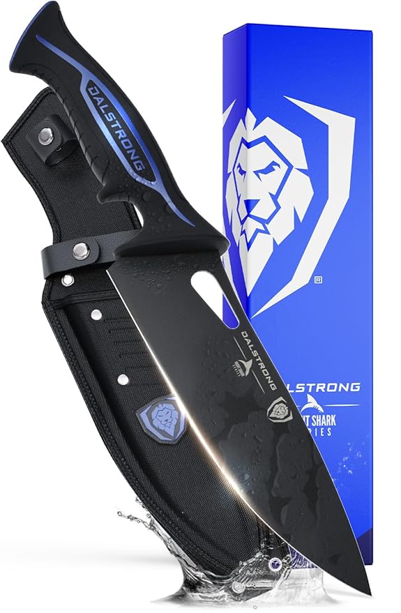 Dalstrong Chef Knife Professional - 8” - Night Shark Series - 7CR17MOV High Carbon Steel - Titanium Coated Blade - Water Outdoor & Fishing- Polypropylene Handle -w/Chef Knife Cover - NSF Certified