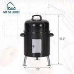 MFSTUDIO 17" Vertical Charcoal Smoker with Thermometer, Integrated Metal Grill Chamber Less Smoke Leak & Heat Loss,Black