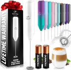 Zulay Kitchen Milk Frother Handheld with 2 Duracell AA Batteries – Electric Drink Mixer for Coffee, Lattes, Cappuccinos, Matcha & Hot Chocolate – Portable Foam Maker & Coffee Bar Accessory