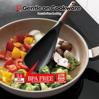 Silicone Long Head Cooking & Serving Spoon with Wooden Handles: Multi-Functional Design, Silicone Rounded Spatula for Mixing, Scoop, and Scrape, Great for Stir Frying
