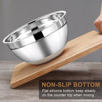 LIANYU Stainless Steel Mixing Bowls Set with Airtight Lids, 6 Piece Nesting Metal Bowls for Kitchen Baking Cooking Serving Food Storage, Size 7, 3.5, 2.5, 2, 1.5, 1QT, Non-slip Bottom, Khaki