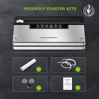 Bonsenkitchen Vacuum Sealer Machine, Powerful Stainless Steel Food Sealer with 5 Modes, Built-in Cutter & Bag Storage,Globefish Technology for High-Speed Continuous Working, Include 1 Bag Roll