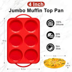2 Pack 4 Inch Silicone Egg Molds for Breakfast Sandwiches with Metal Frames, Jumbo Size Muffin Top Pans, Silicone Egg Bite Baking Trays, BPA Free & Non-Stick