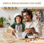 TNELTUEB Bread Proofing Basket Set, Incl 10'' Round & 9.6'' Oval Rattan Banneton, Dough Whisk, Scraper, Lame, Linen - Natural