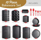 Baking Pan Set, 39 Piece Premium Baking Set, Nonstick Bakeware Sets BPA Free, Cookie Sheets for Baking Nonstick Set, Steel Baking Sheets for Oven with Muffin Pan, Cake Pan & Black Kitchen Utensils