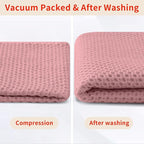 Homaxy 100% Cotton Waffle Weave Kitchen Dish Towels, Ultra Soft Absorbent Quick Drying Cleaning Towel, 13 x 28 Inches, 4-Pack, Dried Rose