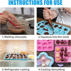 2 Pack Cowboy Chocolate Molds, Western Theme Silicone Mold Baking with Cowboy Hat, Cowboy Boot and Horse, Suitable for Making Chocolate, Candy, Cakes, Cupcakes (Pink and Blue-Halloween-2PCS)