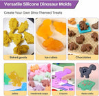 2-Pack Silicone Dinosaur Molds with Lids, Purple Dinosaur Silicone Molds for Chocolate, Baking & Crafting, Multi-Purpose Jello Molds for Kids, Candy, Ice Cubes, Crayons
