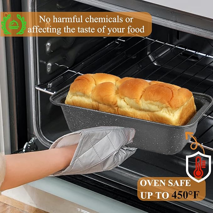 8x4 Loaf Pan - Carbon Steel Bread Baking Pans for Homemade Bread Banana Bread, Sourdough, Pound Cake | Nonstick, Oven Safe, Easy Release