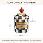 MACKENZIE-CHILDS Courtly Check Enamel Canister, Black-and-White Kitchen Storage Container with Lid, Mini