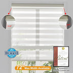 Persilux Cordless Zebra Blinds for Windows Free-Stop Window Shades (27" W X 72" H, Cream) Dual Layer Light Control for Day and Night, Light Filtering Sheer Shades for Home, Easy to Install