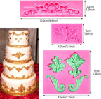 Rainmae Baroque Style Curlicues Scroll Lace Fondant Silicone Mold for Filigree Mold 3D Sculpted Flower Cake Border Decoration, Cupcake Topper, Jewelry, Polymer Clay, Crafting Projects