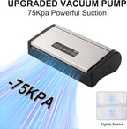 Vacuum Sealer Machine, 75kpa Rechargeable Full Automatic Food Sealer for Freshness Storage, Stainless Steel Portable Food Vacuum Sealers Machine with Pre-cut Bags, Air Hose for Outdoor Indoor
