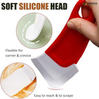 Silicone Dish Scraper to Kitchen Cleaning for Pans, Pots, Bowls, Non-stick Scraping Spatulas Tool,3 Pcs (Yellow, Green and Red)