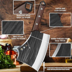 7.68" Meat Cleaver Knife for Meat Bone Cutting,Full Tang Japanese Chef Chopping Knife,Heavy Duty Butcher Axe Bone Breaker, Hand Forged Chopper for Kitchen,Gifts for Men