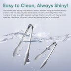 12 pieces Buffet Tongs 9'' Inches Serving Tongs Heavy Duty Stainless steel Kitchen and BBQ Utility Tong (Silver, 9inch)