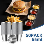 50 Pcs 2.5oz Metal Ramekins Stainless Steel Sauce Dipping Cups Ramekins Bulk Sauce Container Round Dipping Bowls Condiment Cup for Dish Butter Kitchen Restaurant Serving Party Dinner Cooking