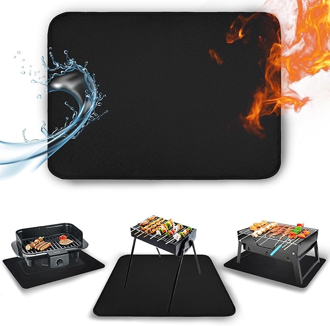 16" x 20" Rectangular Grill Mat, Fire Pit Mat Fireproof Under Grill Mat Oil-Proof Waterproof BBQ Pad for Outdoor Grill Accessories, Heat Resistant Protective Deck and Patio Mat Fire Resistant Pad