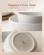Famiware Milkyway Plates and Bowls Set, 12 Pieces Dinnerware Sets, Dishes Set for 4, White