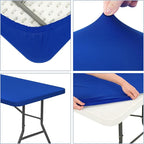6 Pack Stretch Fabric Table Top Cap Cover, fits 6' Tables, Spandex Table Covers Washable Elastic Rectangle Tablecloth Protector for Indoor Outdoor Party Picnic Wedding, Royal Blue, 30" W x 72" L