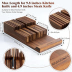 In-Drawer Knife Block, Acacia Wood Kitchen Knife Drawer Organizer, Knife Holder without Knives For Up to 12 Knives Steak Knife Chef Knife