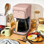 Beautiful 12-Cup Programmable Coffee Maker – Auto Brew, Digital Timer, Glass Carafe (Rose)