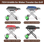 7034 Cast Iron Griddle Plate with Carry Bag for Weber Traveler Grills 9010001 9020001，Upgrade Flat Top Griddle Replacement Part for 9030001 9013001 9011701 Weber Traveler Portable Gas Grills,Black