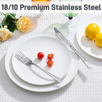 KINGSTONE Hammered Silverware Set, Flatware Set, 18/10 Stainless Steel Premium Cutlery with Unique Ripple Handles Design Mirror Polished - Dishwasher Safe (40-Piece)
